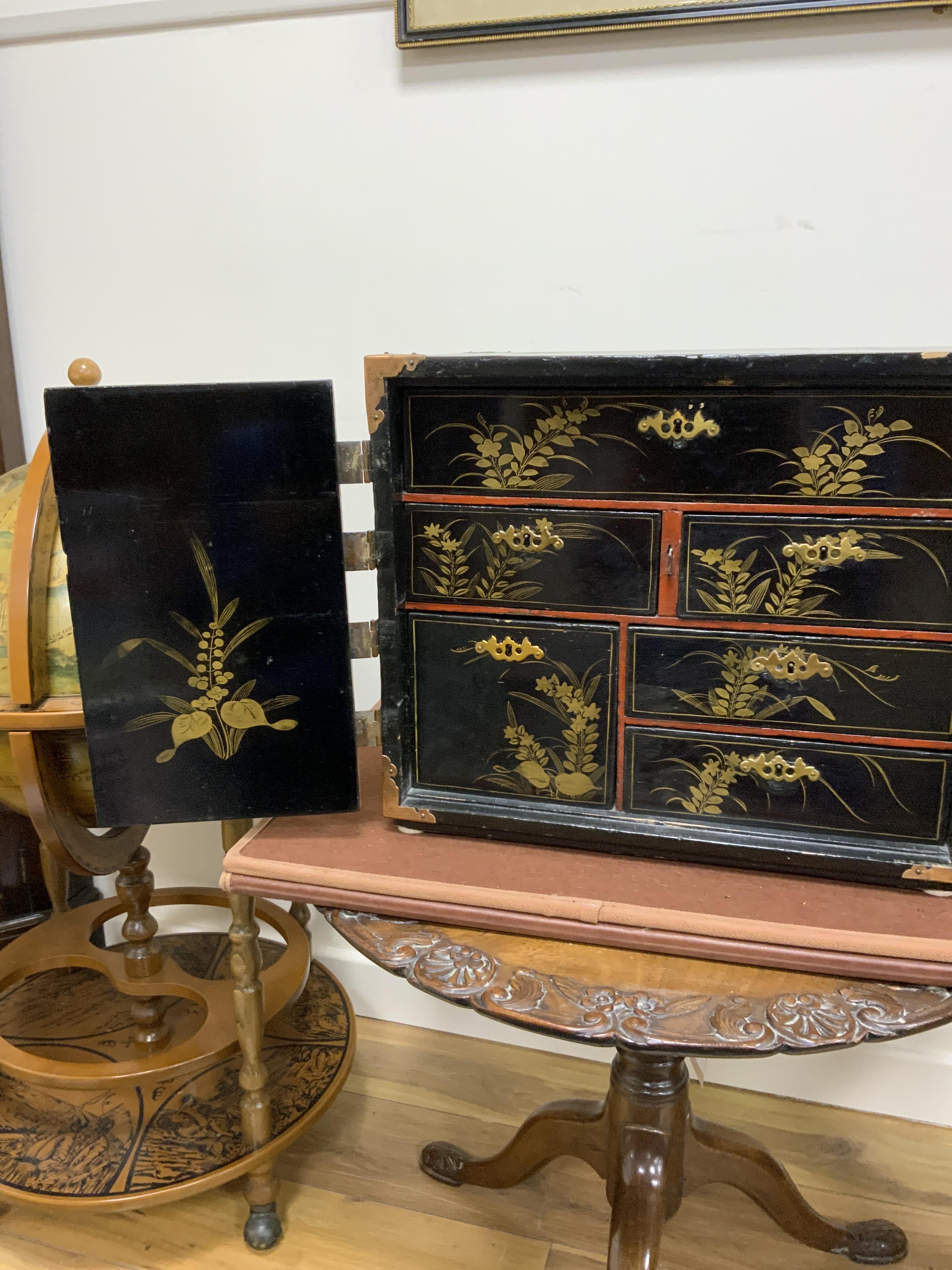 A 19th century Japanese lacquer table cabinet, 44cm wide